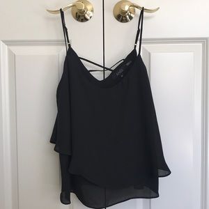 ANGL black ruffle tank top
